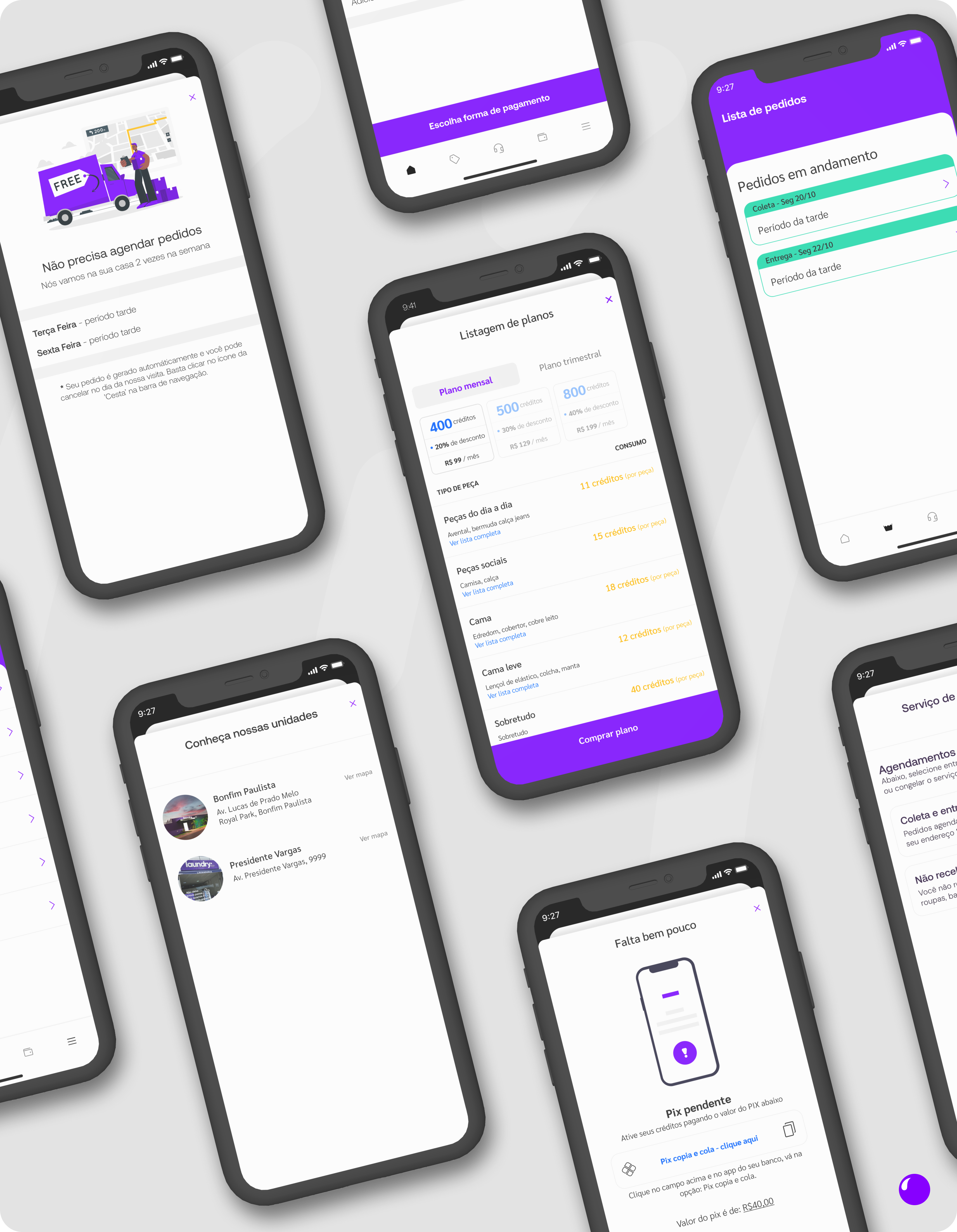 Overview of the Laundry app screens and service journeys